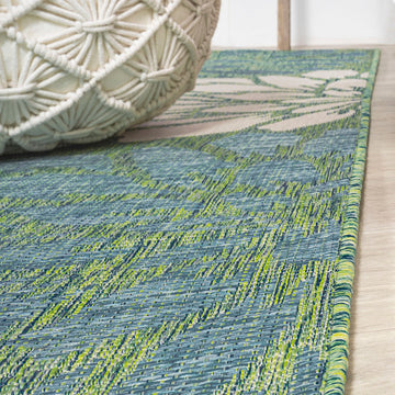 Zinnia Modern Floral Textured Weave Indoor/outdoor Runner Rug